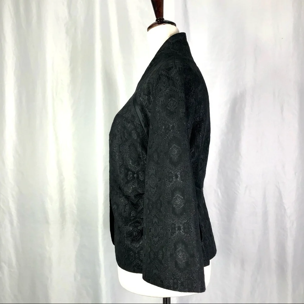 Nicole Miller Collection vintage jacket black metallic brocade bell sleeves S - Picture 8 of 11